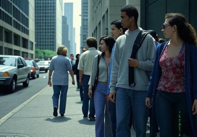 매트릭스 속 일상적인 도시 풍경